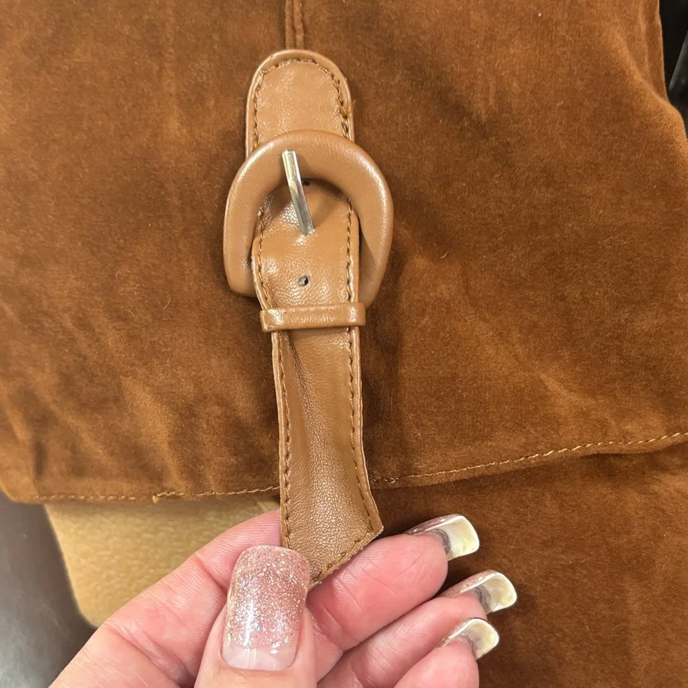 JustFab Chestnut Suede Knee-High Wedge Boots - Picture 4 of 8